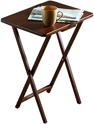 COLIBROX Set of 2 Folding TV Tray Table Living Room Home Office Accent Furniture Display Decoration Sturdy Organizer Coffee Side End Sofa Table Walnut