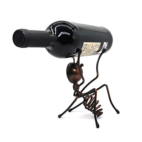 Metal Ant Wine Bottle Holder Cute Wine Racks Countertop Home Kitchen Desk Bar Decoration (Brown