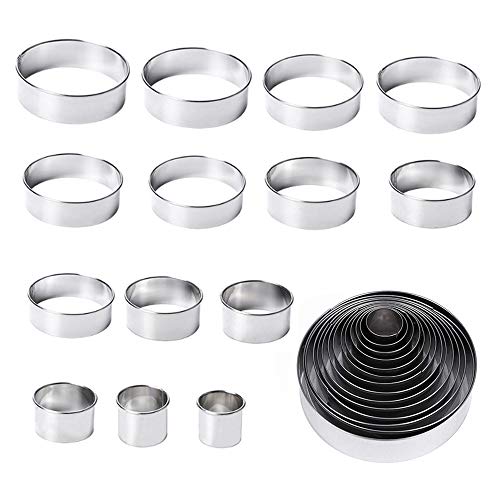 14 Pieces Assorted Sizes Round Circle Shapes Biscuits Cookie Cutter Set for Donuts Biscuits Cake and Sandwiches Shapes