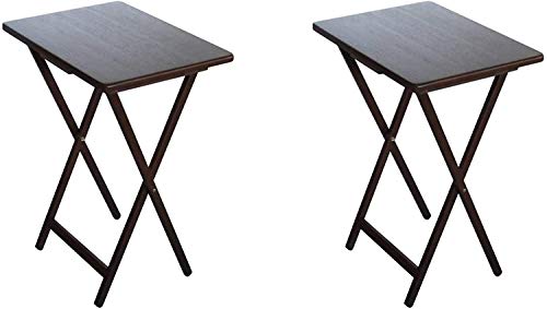 COLIBROX Set of 2 Folding TV Tray Table Living Room Home Office Accent Furniture Display Decoration Sturdy Organizer Coffee Side End Sofa Table Walnut