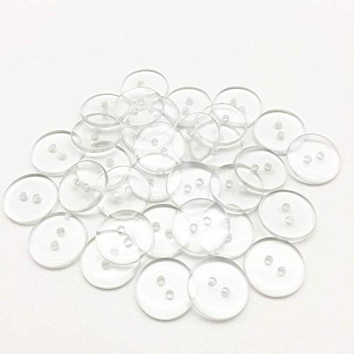 COLIBYOU Clear Transparent Resin Round Sewing Shirt Button Embellishments Pack of 100 (15mm)