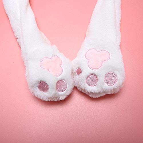 Toysdone Funny Plush Bunny Hat Ear Moving/Jumping Rabbit Hat Cute Unisex Animal Ear Flap Hat with Paws for Women Girls