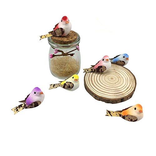 ZXSWEET Artificial Small Fake Decorative Foam Birds for Crafts Garden, 24PCS