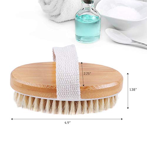 ESKONI Dry Body Brush-100% Nature Boar Bristles Bamboo Shower Bath Brushes for Exfoliating - Help your Cellulite Reduction Body Massage Glowing Skin -Improves Lymphatic Functions,Sleep Improvement