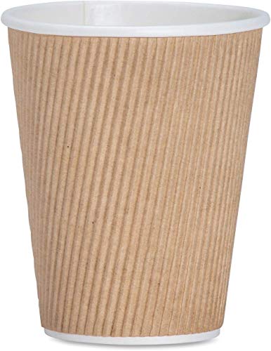 THE GRIPPLE Paper Cups 25/PK Insulated Disposable Ripple Hot Cups, GRPL12OZPK25