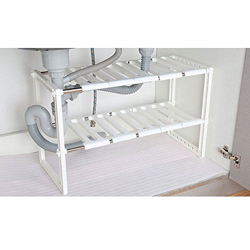 COLIBROX Under Sink 2 Tier Expandable Adjustable Kitchen Cabinet Shelf Storage Organizer