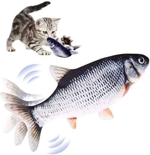 KCHEX Electric Catnip Kicker Fish Toy - Flopping Realistic Moving Fish for Cat Interactive, Funny Plush Wiggle Motion Kitten Toy