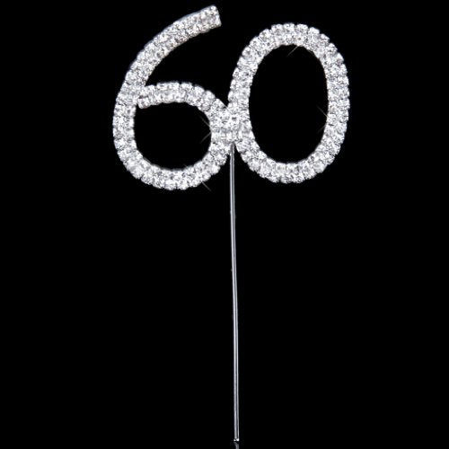 60th Anniversary Birthday Party Cake Topper w/Rhinestone