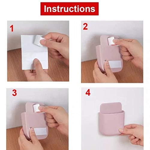 Toysdone Remote Control Holders Set of 3 Pcs Self Adhesive Storage Box Wall Mount Organizer Adhesive Pen Holder Wall Sticky Cubicle for Home Office School, Remote Pencil, Phone Charging White