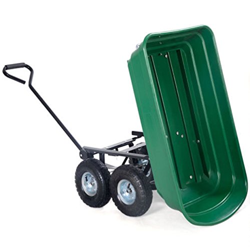 COLIBROX 650LB Green Garden Cart Dump Wagon Trailer Lawn Wheels Rolling Storage Wagon Carrier Barrow Air Tires Heavy Duty