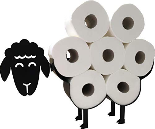 Cute Black Sheep Toilet Paper Roll Holder - Cool Novelty Free Standing or Wall Mounted Toilet Roll Tissue Paper Storage Stand & Holder | Bathroom Floor Decor Accessories | Best Gifts Idea - Neat Sheep