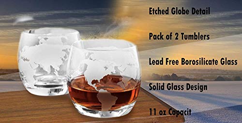 COLIBYOU Globe Whiskey Glasses - 12 Oz (350ml) 2 Pack