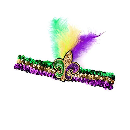 Mardi Gras Headband for Women Girls Mardi Gras Sequin Carnival Headwarp JHMG01 (2 Pcs-Set A)
