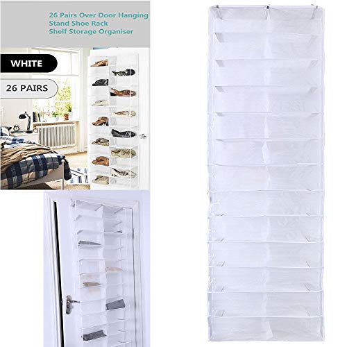 COLIBROX White Rack Hanging Storage 26 Pocket Over The Door Shoe Organizer Space Saver Hanger