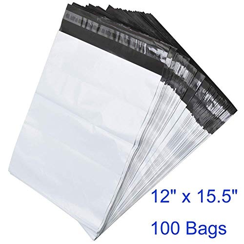 COLIBROX 100 White Poly Mailer Shipping Bag Envelopes Self Adhesive Mailing Envelopes, Flexible Secure Packaging for Shipping Supplies, Water Proof, Tear Resistant 100 Pack Postal Bags