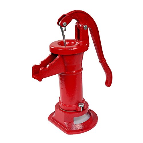 KCHEX New Antique Style Heavy Duty Cast Iron Red Well Hand Operated Pitcher Pump 25 Ft