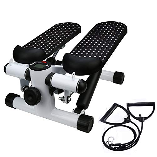 COLIBROX Fitness Stepper, Multi-Function Household Hydraulic Mini Pedal Indoor Sports Twist Steppers with Resistance Bands (Black)