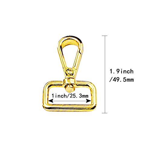 20 Pieces 1 Inch Gold Metal Swivel Lobster Clasp Claw Snap Hooks with D Ring for DIY Crafts Keychain Purse Bag Making