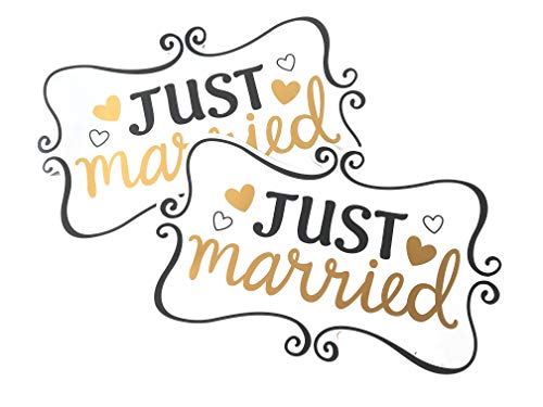 Toysdone 2 Pack/Just Married Ornate Car Magnets, 12 x 7.5, Honeymoon, Car Sign, Door Panel, Rear Tailgate, Matrimony