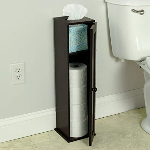 KCHEX Free Standing Toilet Paper Storage Cabinet Tower Bathroom Organizer Furniture Towel Holder Display New Modern Nice