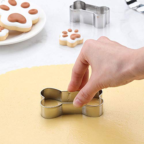 10 Pieces Metal Dog Bone Paw House Biscuit Cookie Cutters Molds for Cakes Biscuits Sandwiches Cookies Shapes