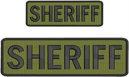 KCHEX "Sheriff" Embroidery Patch 3X8 and 2X6 INCHES Hook OD Green