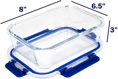 COLIBROX 36 Oz Glass Meal Prep Containers with Snap Locking Lids, set of 5 pieces