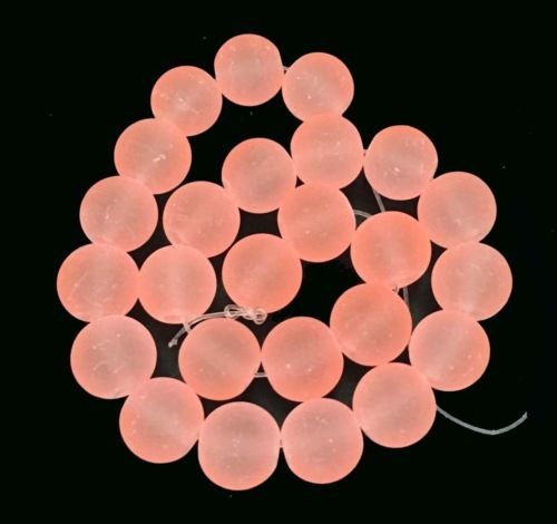 KCHEX 25 Frosted Sea Glass Round / Rocaille Beads Matte - light Salmon 10mm