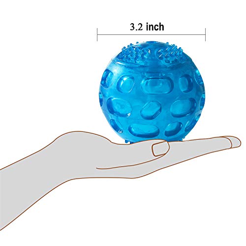 Toysdone 2 Packs Dog Ball Toys for Dog 3.2 Inches Indestructible Dog Fetch Ball Kong Squeaky Ball for Training Playing, Blue+Blue