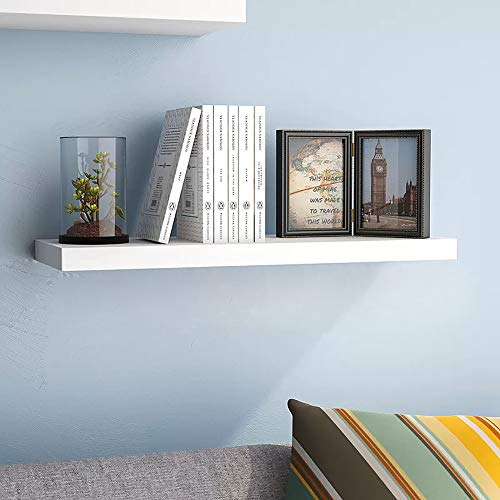 COLIBYOU Wall Mounted Floating Shelves，Set of 3 White Floating Display Shelf Home Bedroom Decor Shelf with No Visible Install Screws,White.