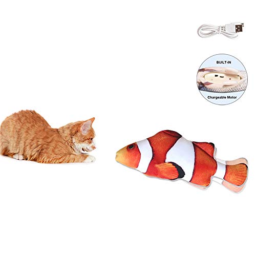 KCHEX 2PCS Plush Simulation Electric Doll Fish, Automatic Flopping USB Rechargeable Cat Fish Toy,Funny Interactive Pets Chew Bite Supplies for Cat Kitty Kitten