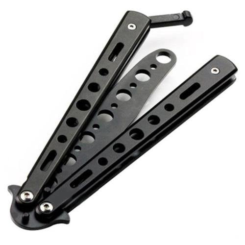 COLIBYOU New Black Metal Butterfly Balisong Trainer Training Practice Dull Knife Tool