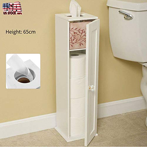 KCHEX Free Standing Toilet Paper Storage Cabinet Tower Bathroom Organizer Furniture Towel Holder Display New Modern Nice