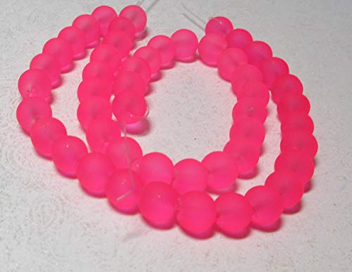 KCHEX New Hot Pink 8mm Frosted Sea Glass Round Beads Matte (25) 2020