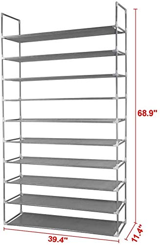 KCHEX 50 Pair Free Standing 10 Tier Shoe Tower Rack Storage Organizer