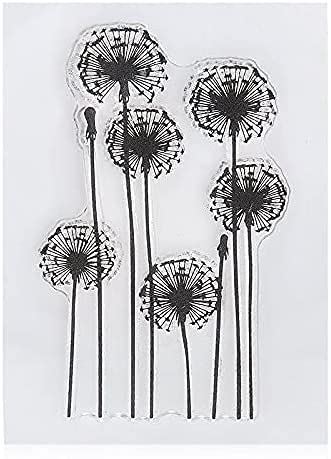 COLIBROX 6pcs/Lot Dandelion Lavender Poppies Daisy Flowers Leaves Stamp Rubber Clear Stamp/Seal Scrapbook/Photo Album Decorative Card Making Clear Stamps