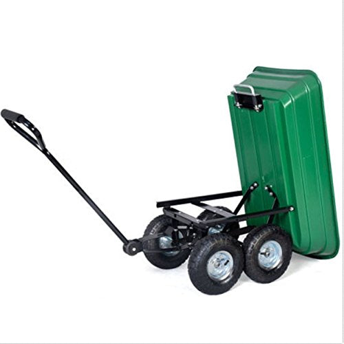 COLIBROX 650LB Green Garden Cart Dump Wagon Trailer Lawn Wheels Rolling Storage Wagon Carrier Barrow Air Tires Heavy Duty