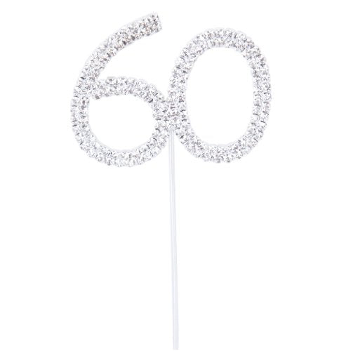 60th Anniversary Birthday Party Cake Topper w/Rhinestone