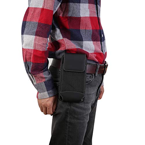 Rugged Oxford Belt Holster Case Belt Loop Carabiner Clip Phone Holder for LG V50 ThinQ V40 ThinQ V20 Stylo 4, Moto Z4 Play G7 Power G7 Plus G6 Plus E5 Plus, Blu Vivo XL4 Vivo X, HTC U Ultra U11 Eyes