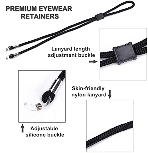 COLIBROX 6PCS Premium Nylon Eyeglass Straps, Adjustable Eyewear Retainers, Anti-slip Eyeglass Chains Lanyard, Sport Sunglass Retainer Holder Strap for Men and Women's