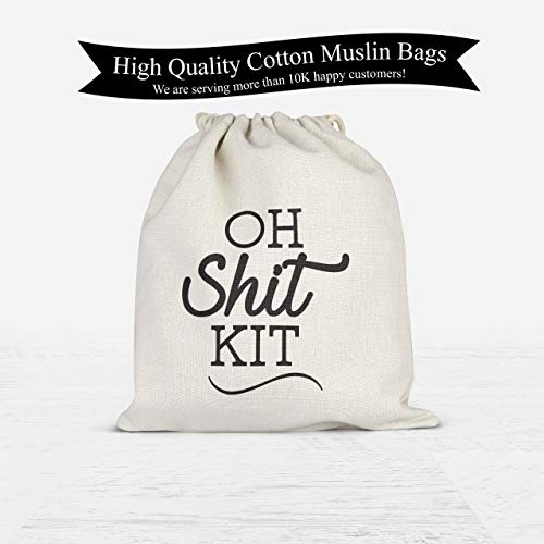 Oh Shit Kit Drawstring Hangover Bachelorette Kit Bags Cotton Muslin Drawstring Bags for Bridal Shower Hen's Party Kit Bag