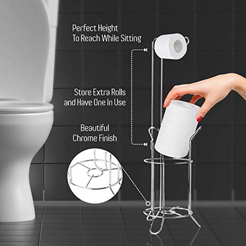 COLIBROX Toilet Paper Holder - Strongest Heaviest Duty Bathroom Tissue Paper Roll Storage Holder and Dispenser Stand Free - Stores up to 3 Rolls of Toilet Tissue Paper Organization Storage