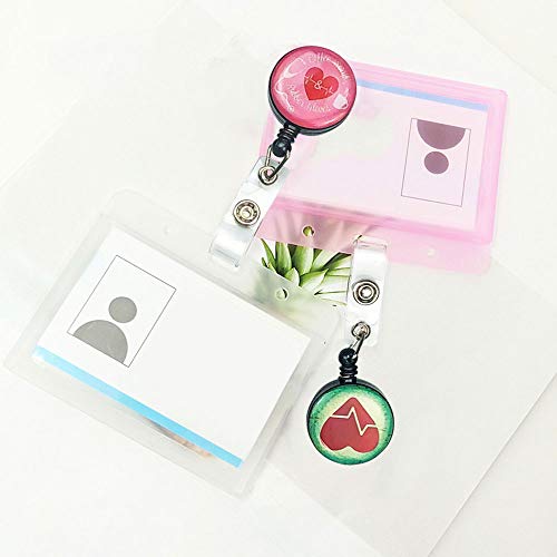 5 Pieces Retractable Name ID Card Badge Holder Reel with Belt Clip for