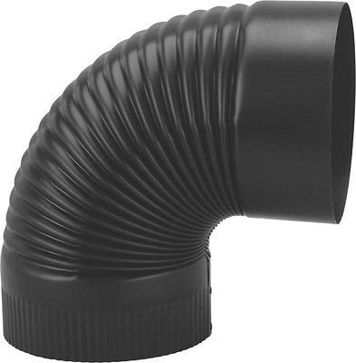 COLIBROX 5015300 7 Inch Black Heavy 24 Gauge Stove Pipe Elbow Corrugated"