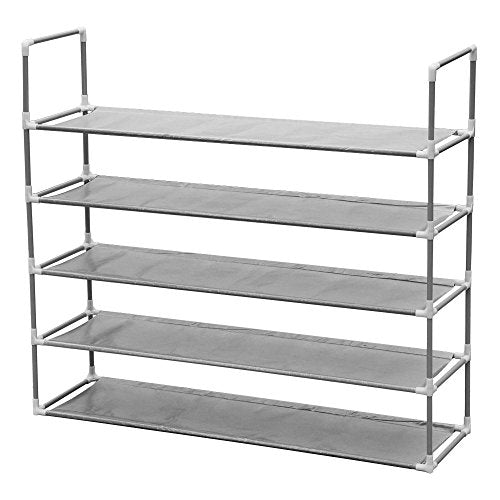 SKEMIX 50 Pair 10 Tier Space Saving Storage Organizer Free Standing Shoe Tower Rack