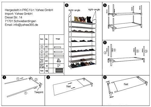 KCHEX 50 Pair Free Standing 10 Tier Shoe Tower Rack Storage Organizer