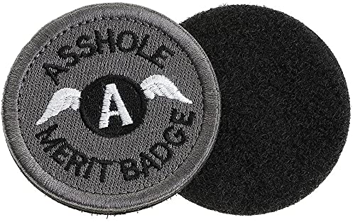 COLIBROX 3 Pack Asshole Merit Badge Funny Patch Embroidered Military Morale Tactical Patches Hook & Loop Backing Emblem (2.48” in Diameter)