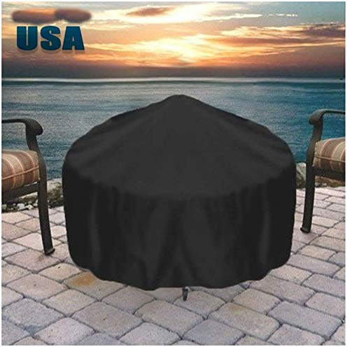 KCHEX 30 in Round Durable Black Fire Cover Waterproof UV Protector Grill BBQ Cover USA