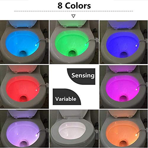 COLIBROX Toilet Night Light, Motion Activated LED Light, 8 Colors Changing Toilet Bowl Nightlight Bathroom Battery Not Included (Night Light)