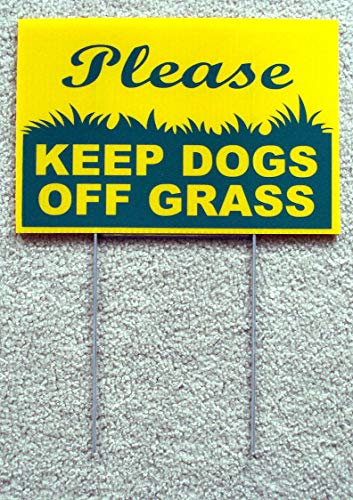 COLIBYOU Please Keep Dogs Off Grass 8''X12'' Plastic Coroplast Sign with Stake New Funny Retro Vintage Business Nostalgic Signs